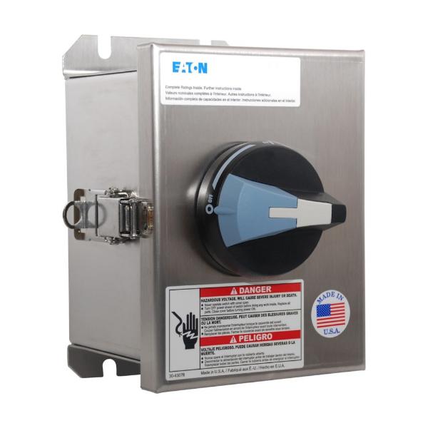 EATON ER53016UW Enclosed Rotary Disconnect Switch, 16A, Nema 4X, Stainless Steel, Max Hp:3, 5, 10 | BH9FFP