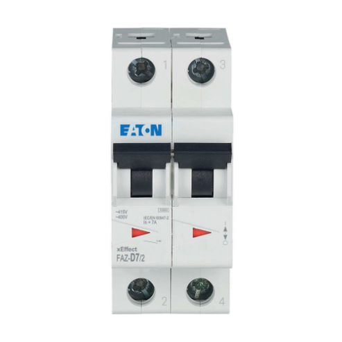 Miniature Circuit Breaker, Toggle, D Curve, 2 Pole, 7A