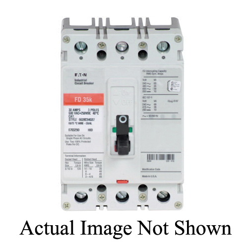 EATON FD3100-GR1 Molded Case Circuit Breaker, 240/480/600 VAC/250 VDC, 100 A, 10/18/35/65 kA Interrupt | BH9LUR