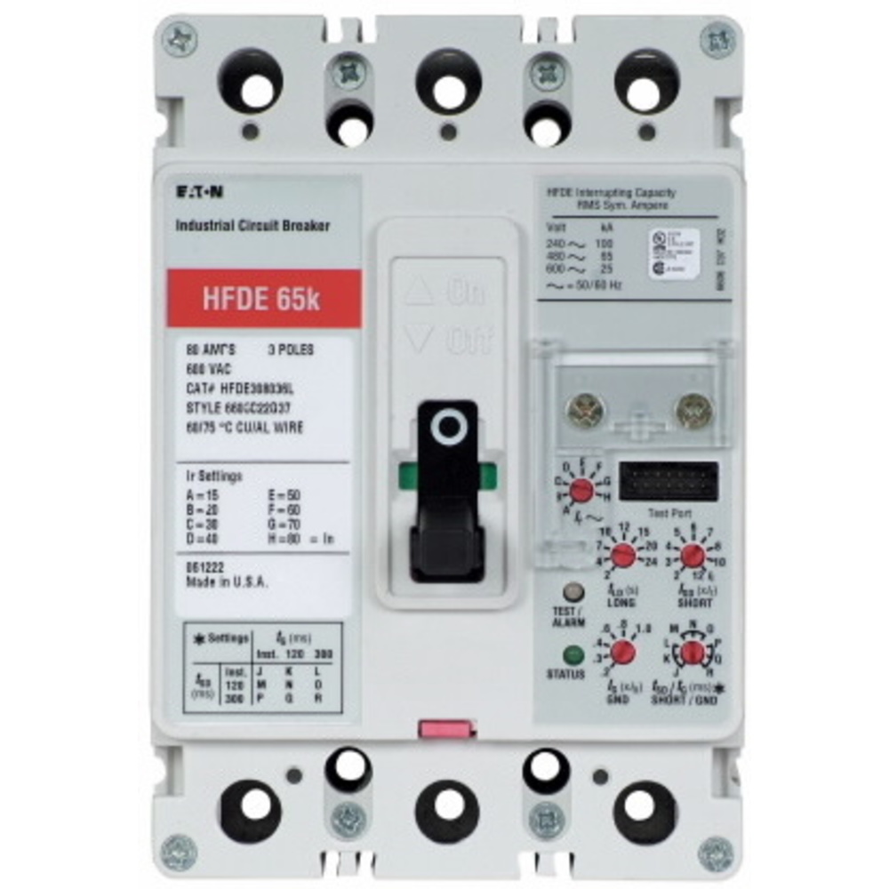 EATON HFDE308033L C Electronic Molded Case Circuit Breaker, F-Frame, Hfd, Complete Breaker | AG8PFF