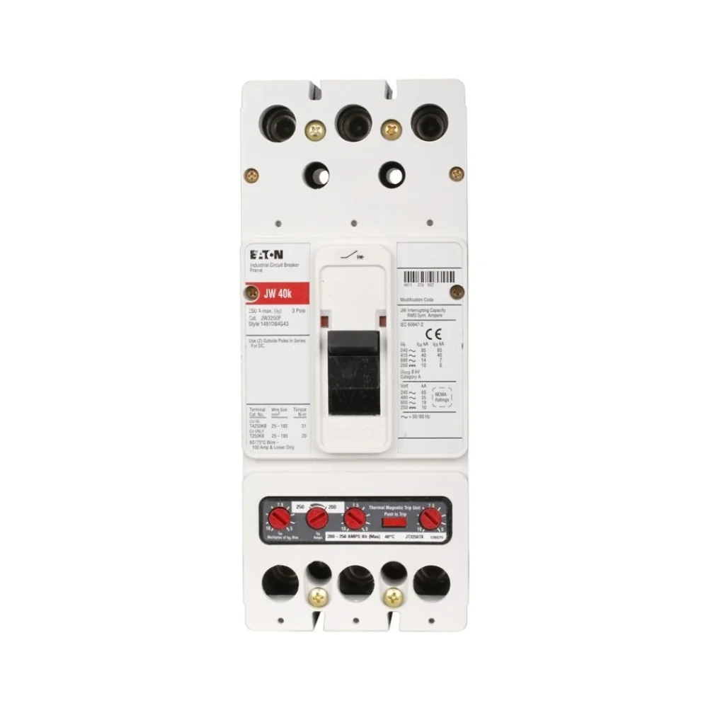 EATON JW3200 Molded Case Circuit Breaker, 600 VAC/250 VDC, 200 A, 40 kA Interrupt, 3 Poles | BH4HGC