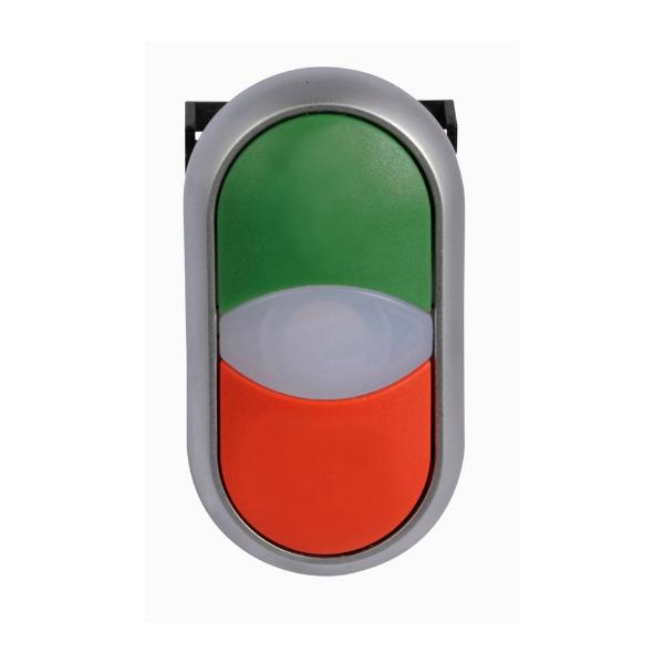 EATON M22-DDLF-GR-ETCH Pushbutton, 22.5 Mm, Flush, Momentary, Illuminated, Bezel: Silver | BH4RDA