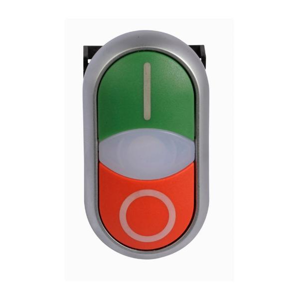 EATON M22-DDLF-GR-X1-X0 Pushbutton, 22.5 Mm, Flush, Momentary, Illuminated, Bezel: Silver | BH4RDD