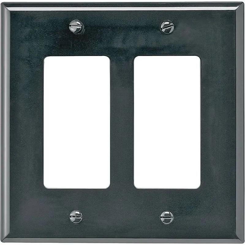 EATON PJ262BK Wall Plate 2 Gang Decr Mid Blk | CY6ZGN