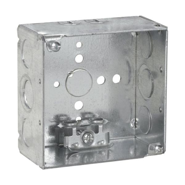 EATON TP431 Crouse-Hinds Square Outlet Box, 1/2", 4", 4, Ac/Mc Clamps, Welded, 2-1/8" | CA4APN