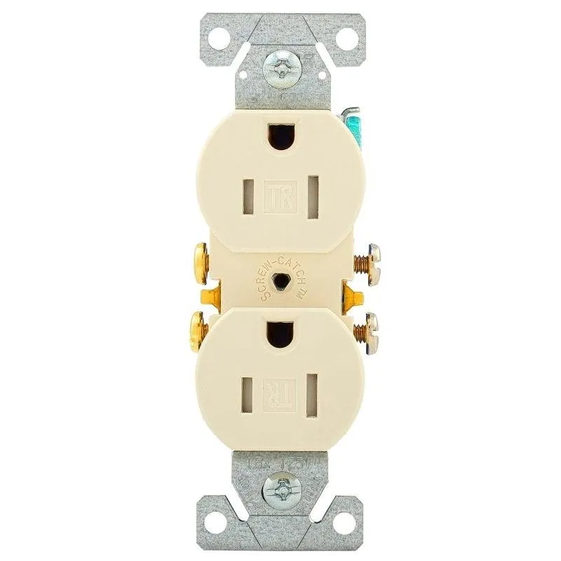 EATON TR270LA Duplex Receptacle, 2 Pole, 15 A, 125 V, Pushin, Side Wiring, NEMA 515R | CY6VMC