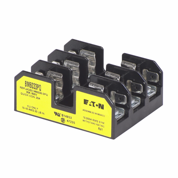 EATON WM632F Fuse Holder, 600 VAC, 30 A, Class: M, 10 AWG Wire, 2 Poles | BH7YEV
