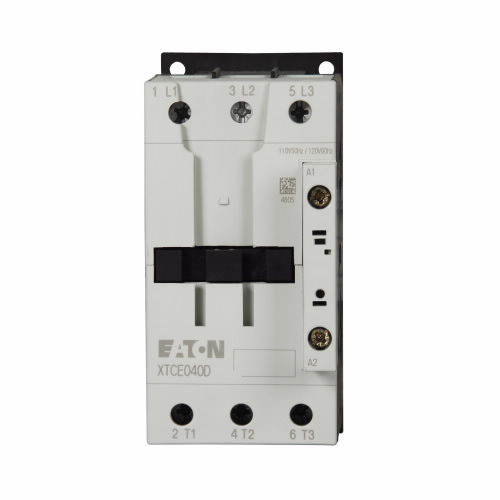 EATON XTCE040D00G IEC Contactor, 40A, 190 Vac 50 Hz, 220 Vac 60 Hz, 0No-0Nc, 40A, Frame D, 55 Mm | BH8XPK