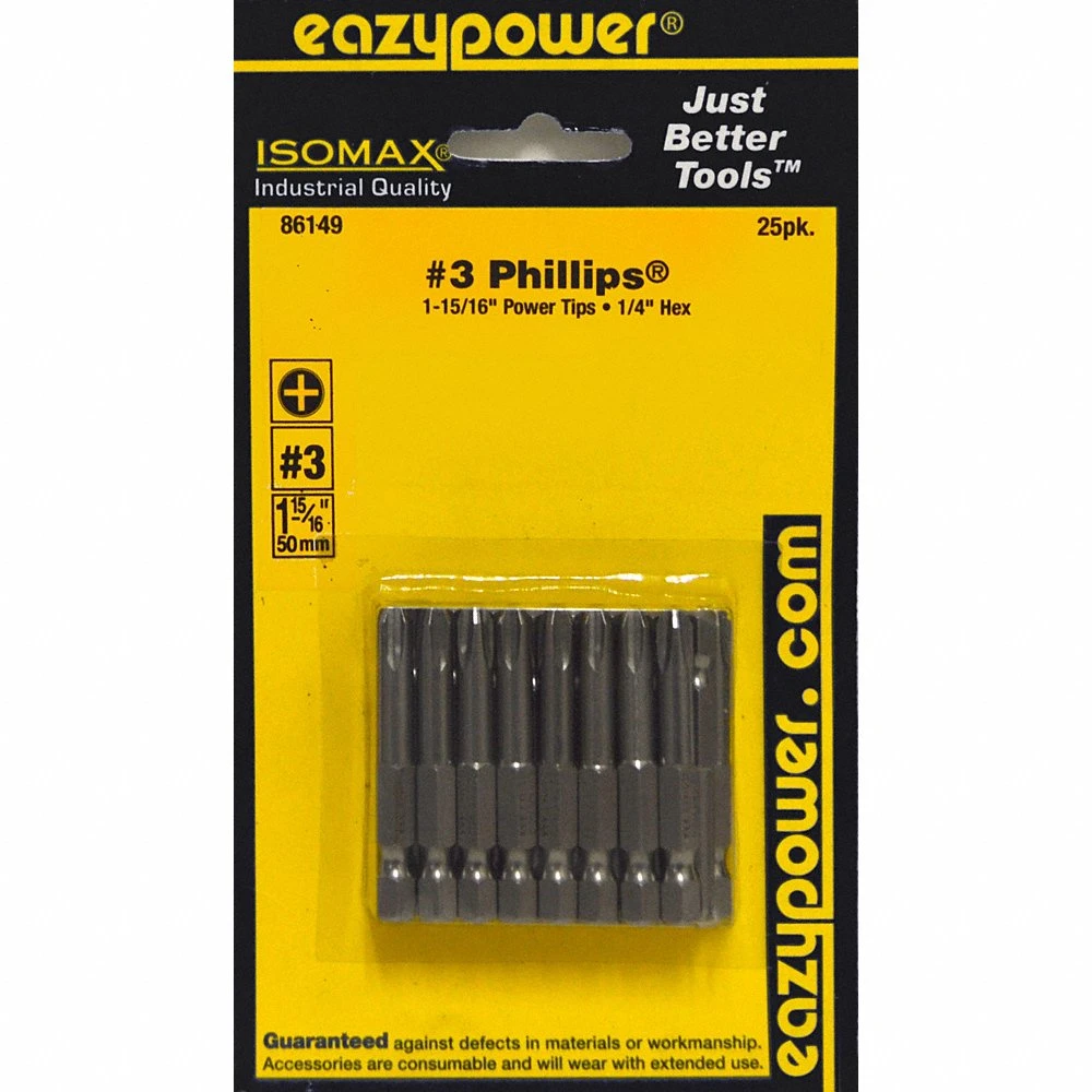 Screwdriver Bit, Bulk #1 12 Inch Phillips Power Bit