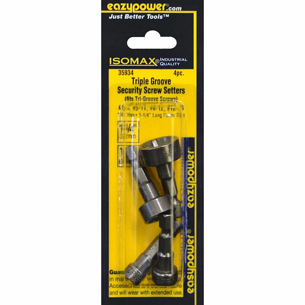 Screwdriver Bit, Bulk #8-12 Triple Groove 1-1/4