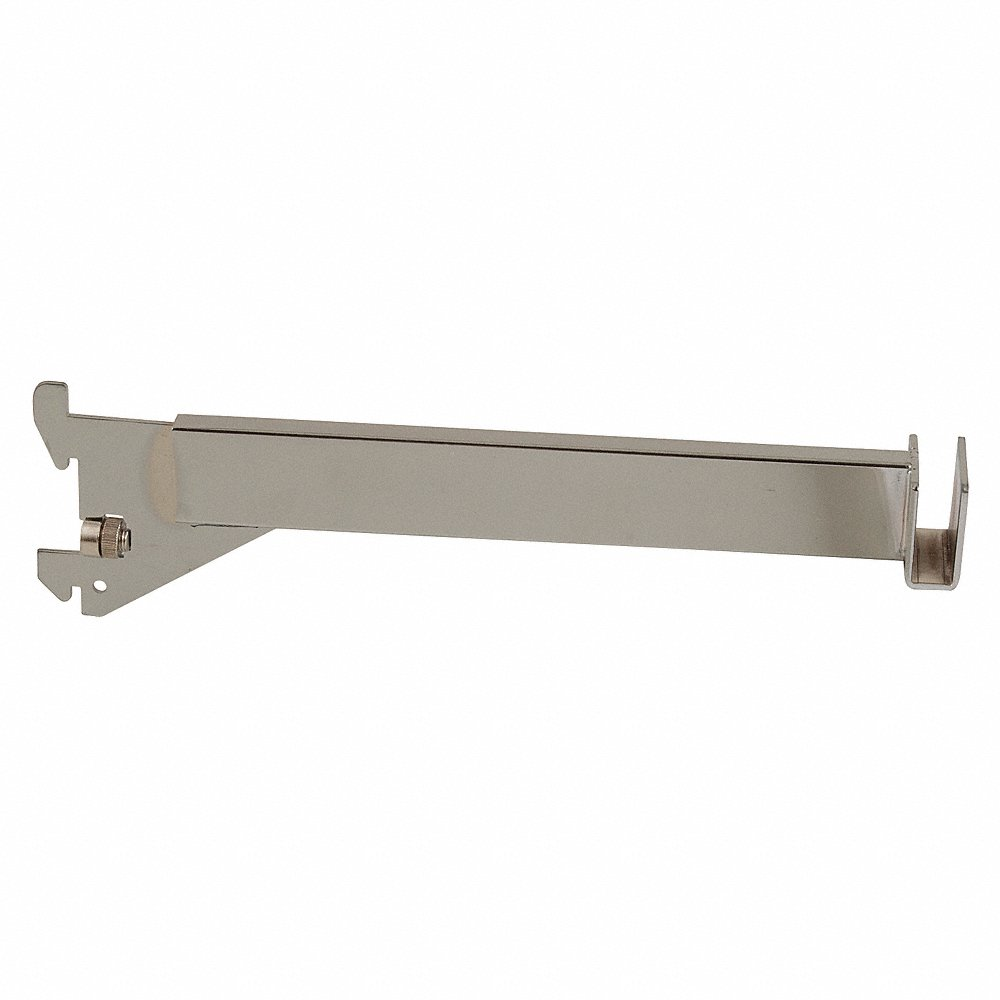 Shelving Bracket, Single, 2 Inch Slot Spacing, 1 Inch Slot Lg, 1/8 x 12 x 3 Inch, Chrome