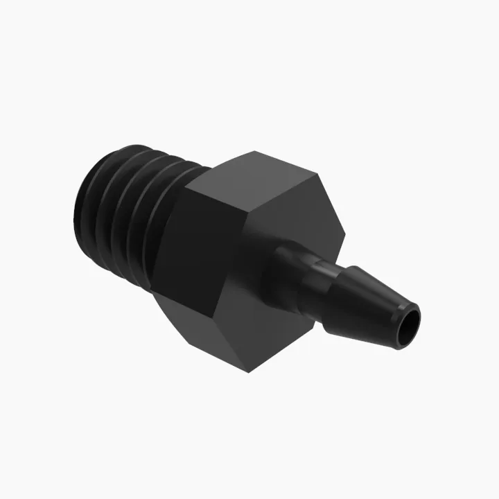 ELDON JAMES A1032T-1-200BN Adapter, 10-32 Taper Thread Size, 1/16 Inch Barb, Black Nylon | CJ8CLQ