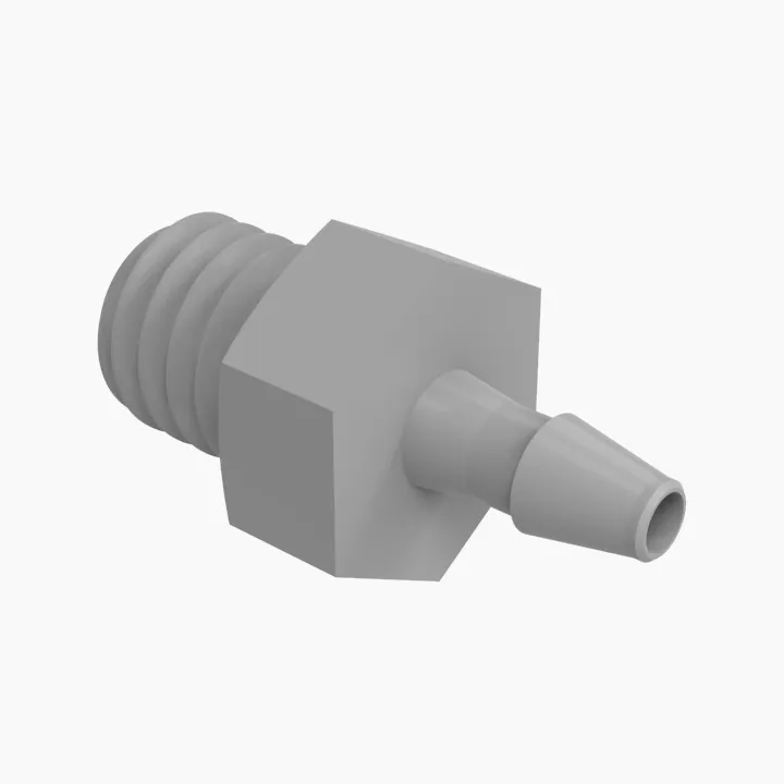 ELDON JAMES A1032X-1-200PVDF Adapter, 10-32 Extended Thread Size, 1/16 Inch Barb, Grey Kynar 740 | CJ8CNC
