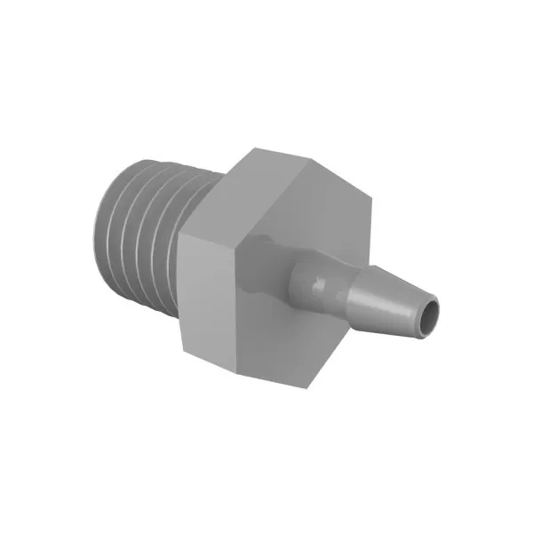 ELDON JAMES A1428-1-200PVDF Adapter, 1/4-28 UNF Thread Size, 1/16 Inch Barb, Grey Kynar 740 | CJ8CUU