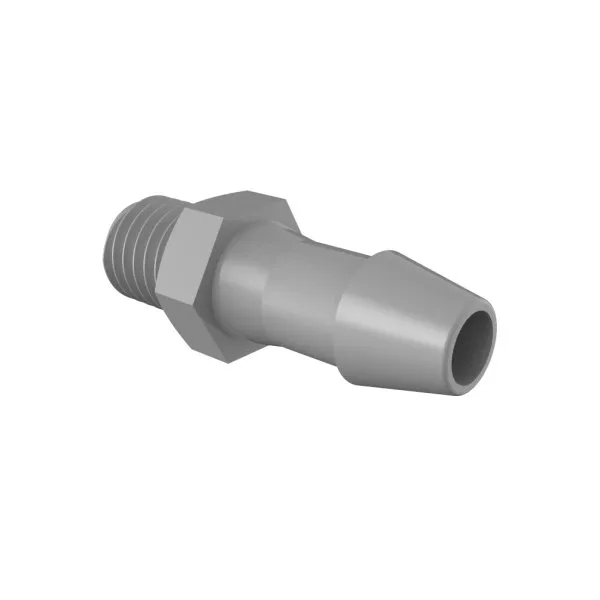 ELDON JAMES A1428-3-200PVDF Adapter, 1/4-28 UNF Thread Size, 3/16 Inch Barb, Grey Kynar 740 | CJ8CVY