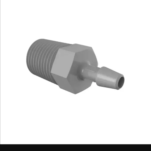ELDON JAMES A4-3PVDF Adapter, 1/4 NPT Thread Size, 3/16 Inch Barb, Gray Kynar 740 | CJ8DCZ