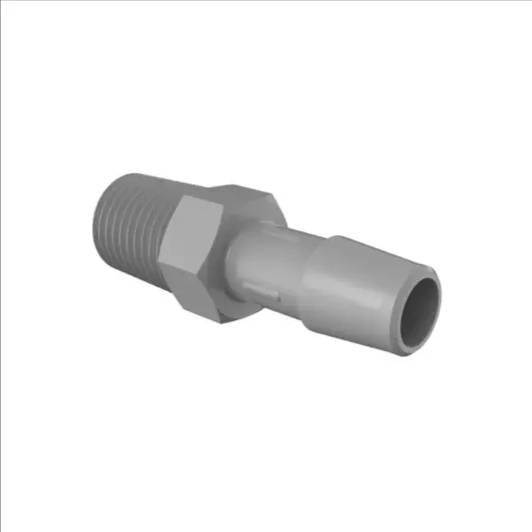 ELDON JAMES A4-6PVDF Adapter, 1/4 NPT Thread Size, 3/8 Inch Barb, Gray Kynar 740 | CJ8DEQ