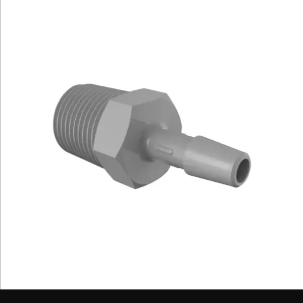 ELDON JAMES A6-4PVDF Adapter, 3/8 NPT Thread Size, 1/4 Inch Barb, Gray Kynar 740 | CJ8DJW