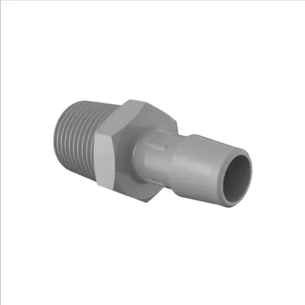 ELDON JAMES A8-8PVDF Adapter, 1/2 NPT Thread Size, 1/2 Inch Barb, Gray Kynar 740 | CJ8DRT