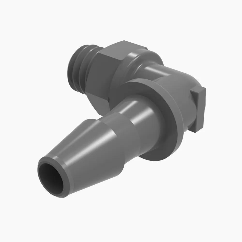 ELDON JAMES L1032-2-200PVDF Elbow, 10-32 UNF Thread Size, 1/8 Inch Barb, Gray Kynar 740 | CJ8FPA