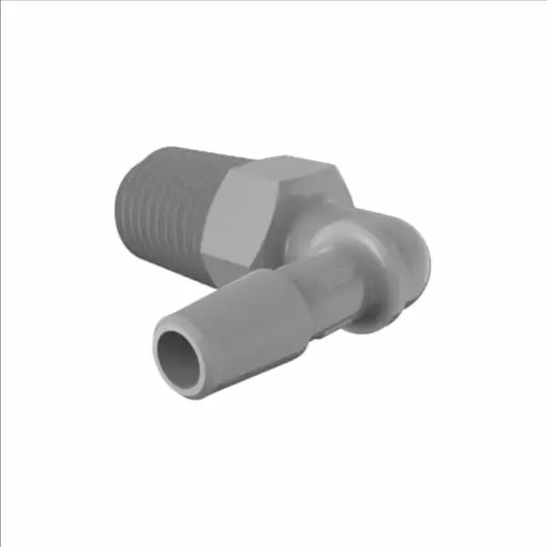 ELDON JAMES L4-4PVDF Elbow, 1/4 NPT Thread Size, 1/4 Inch Inside Dia., Gray Kynar 740 | CJ8GBK