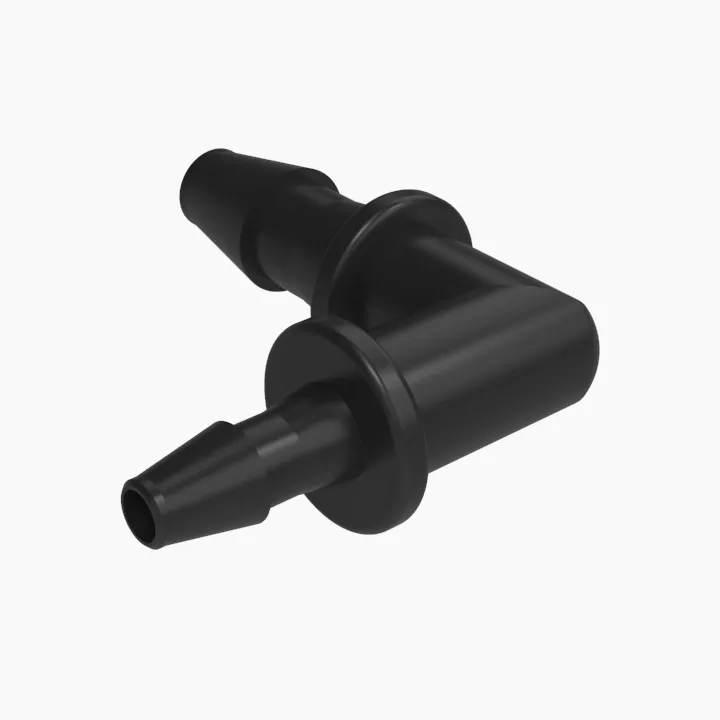 ELDON JAMES RL1.5-1-200BN Reduction Elbow, 3/32 x 1/16 Inch Barb, Black Nylon | CJ8JRA