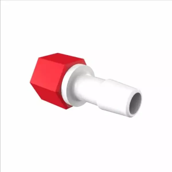 Straight Female Swivel, 3/8 Inch Barb, Natural Nylon, Red