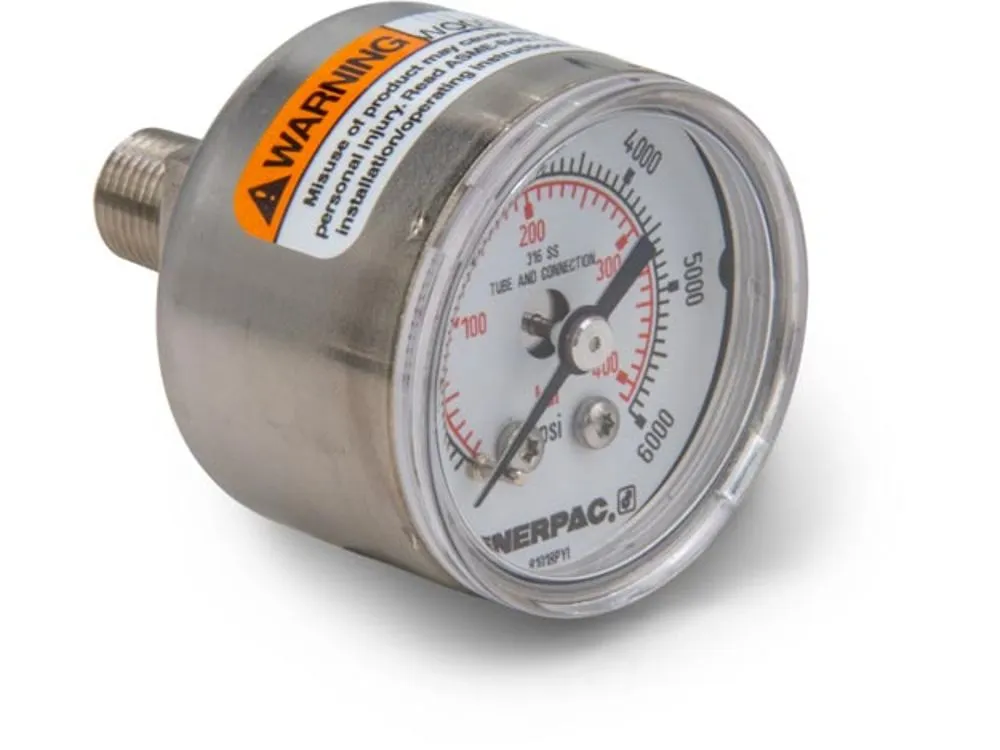 ENERPAC 1534R Gauge, Rear Mount, 1-1/2 Inch Face, 0-6000 PSI, 1/8 Inch NPT | CM9HBX