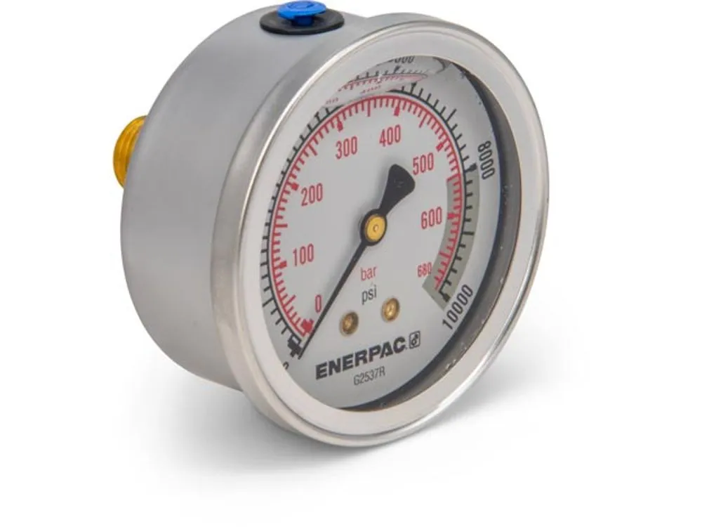 Hydraulic Pressure Gauge, 2.50 Inch Face, Glycerine Filled, 10000 Max. Psi