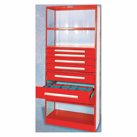 EQUIPTO 4208DN-RD Metal Shelving, Standalone, Heavy-Duty, 36 x 18 Inch Size, 84 Inch Overall Ht, 3 Shelves | CP4HZV 36F865