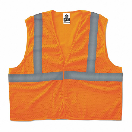 ERGODYNE 20967 Mesh Safety Vest, ANSI Class 2, 2XL/3XL, Orange, Solid Polyester, Hook-and-Loop | CP4JKK 66CZ90
