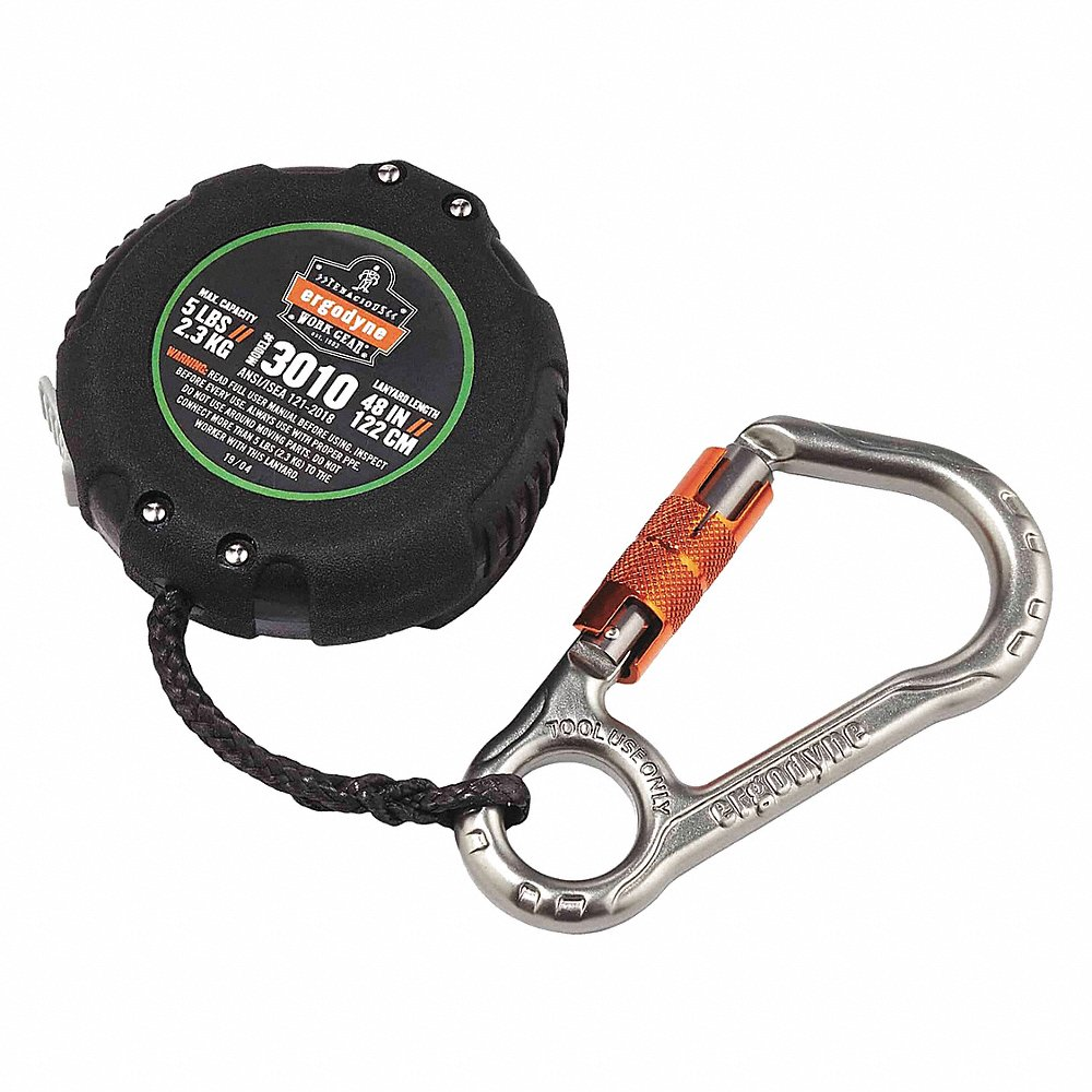 Retractable Lanyard, 4 Feet, 5 lb. Weight Capacity, Black