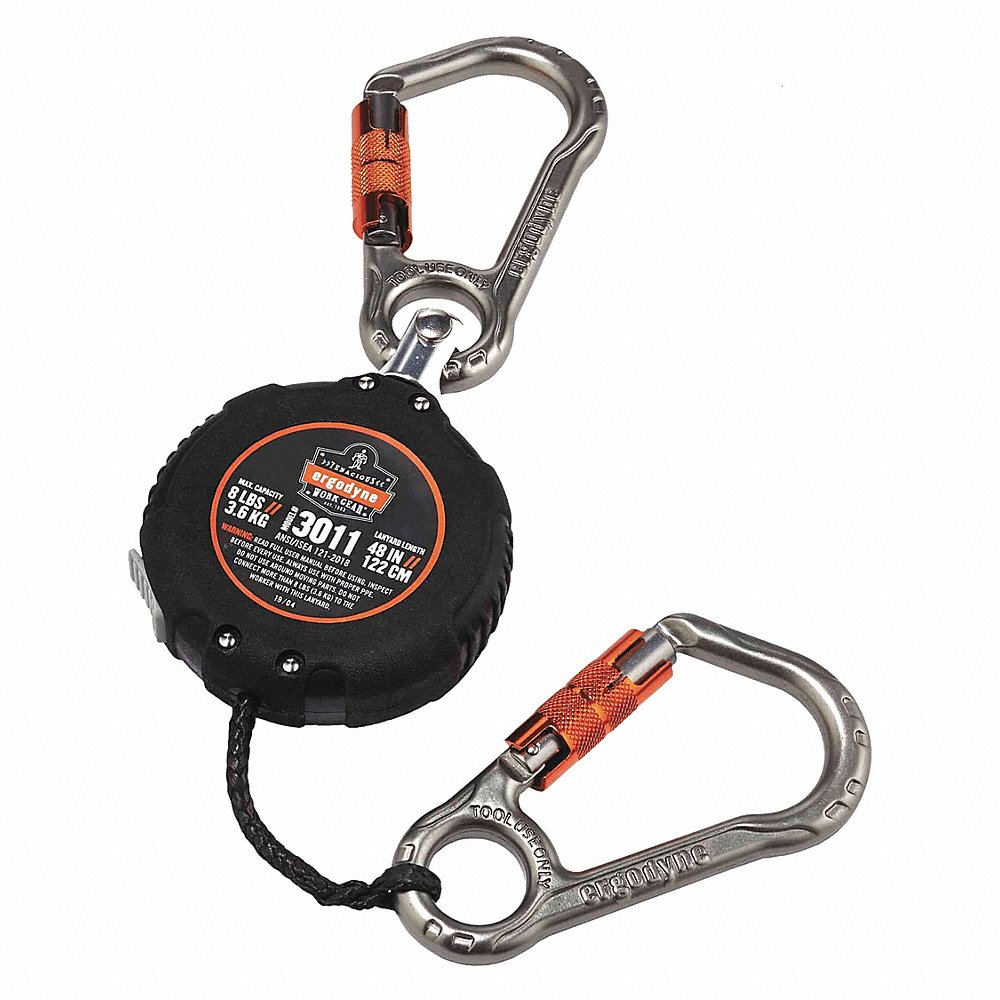 Retractable Lanyard, 4 Feet, 8 lb. Weight Capacity, Black