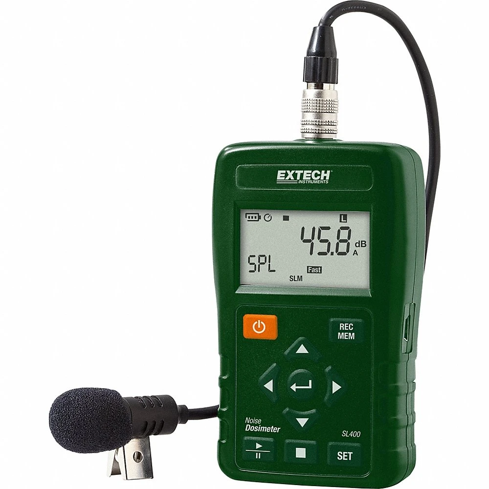 Noise Dosimeter, 30 dB, Noise Dosimeters, 30 dB to 143 dB, 20 hz to 8 k hz, NIST, LCD