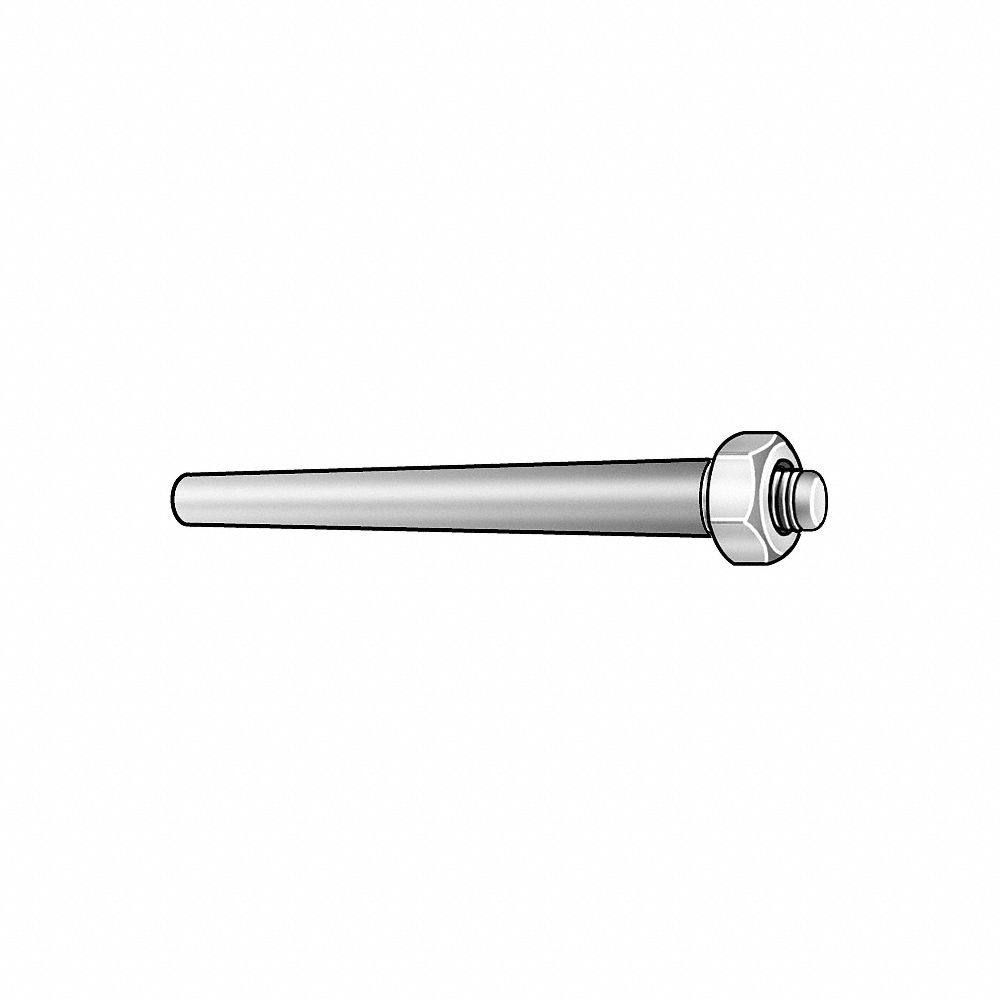 Taper Pin, 1/2 In - 20 Thread Size, Ext. Threaded With Nut, 0.547 In Small End Dia., Plain