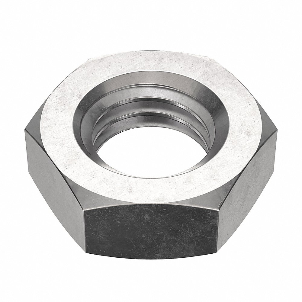 Jam Nut, 9/16 Inch-12 Thread, 7/8 Inch Hex Wd, 21/64 Inch Hex Ht, Stainless Steel
