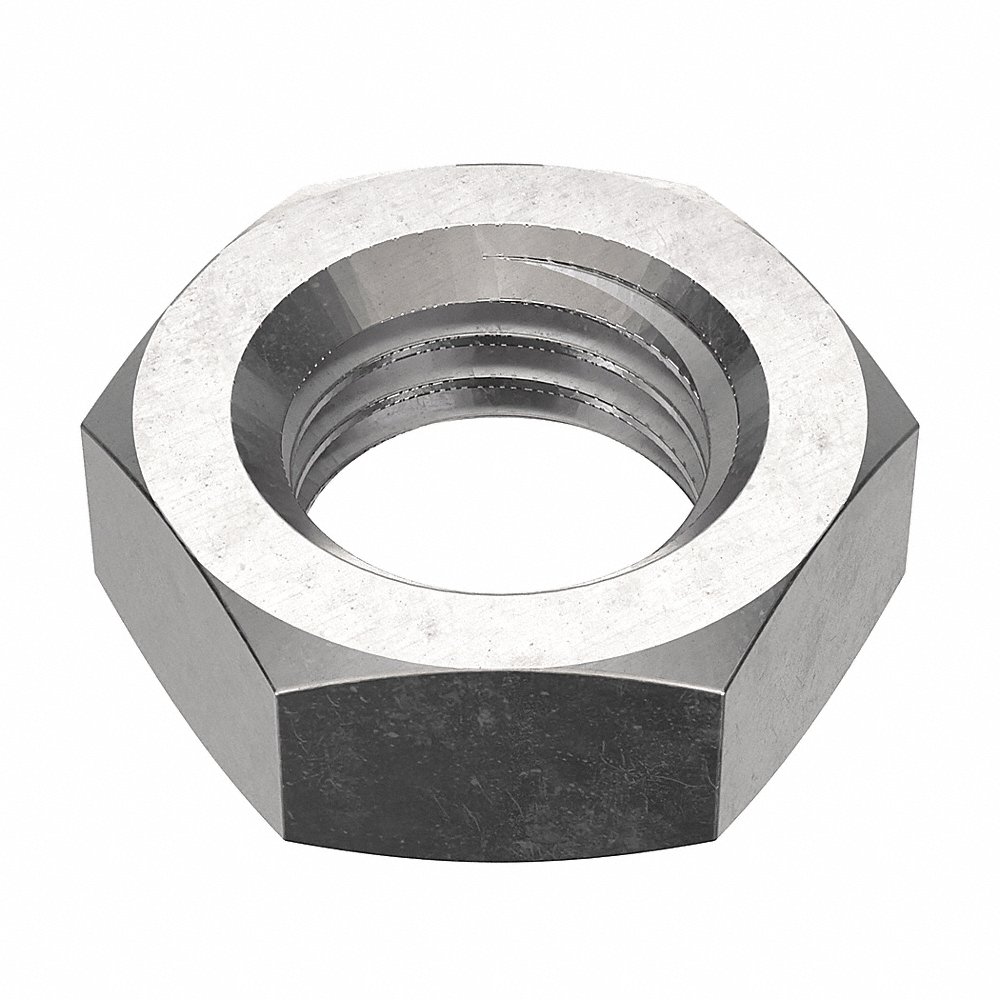 Jam Nut, 1 Inch-8 Thread, 1 15/32 Inch Hex Wd, 37/64 Inch Hex Ht, Stainless Steel, 18-8