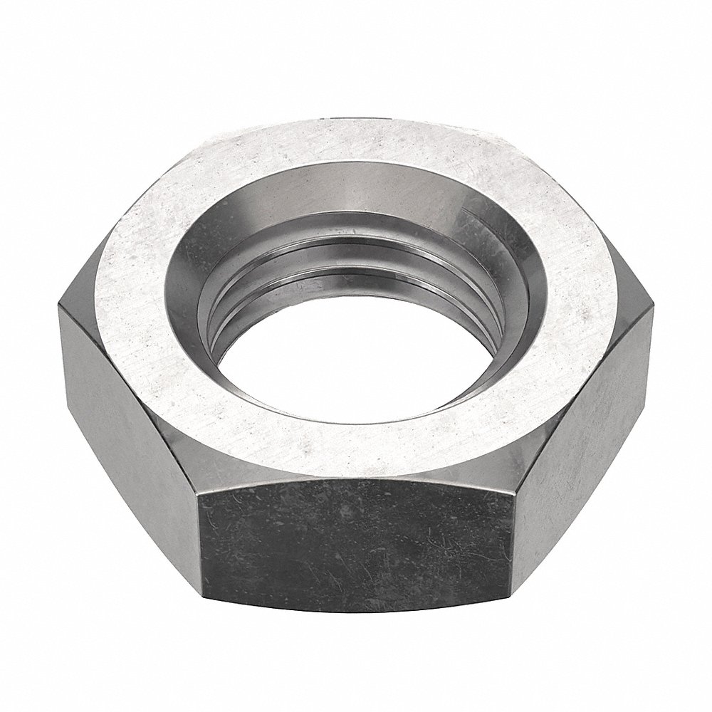 Jam Nut, 1 1/8 Inch-7 Thread, 1 21/32 Inch Hex Wd, 41/64 Inch Hex Ht, Stainless Steel