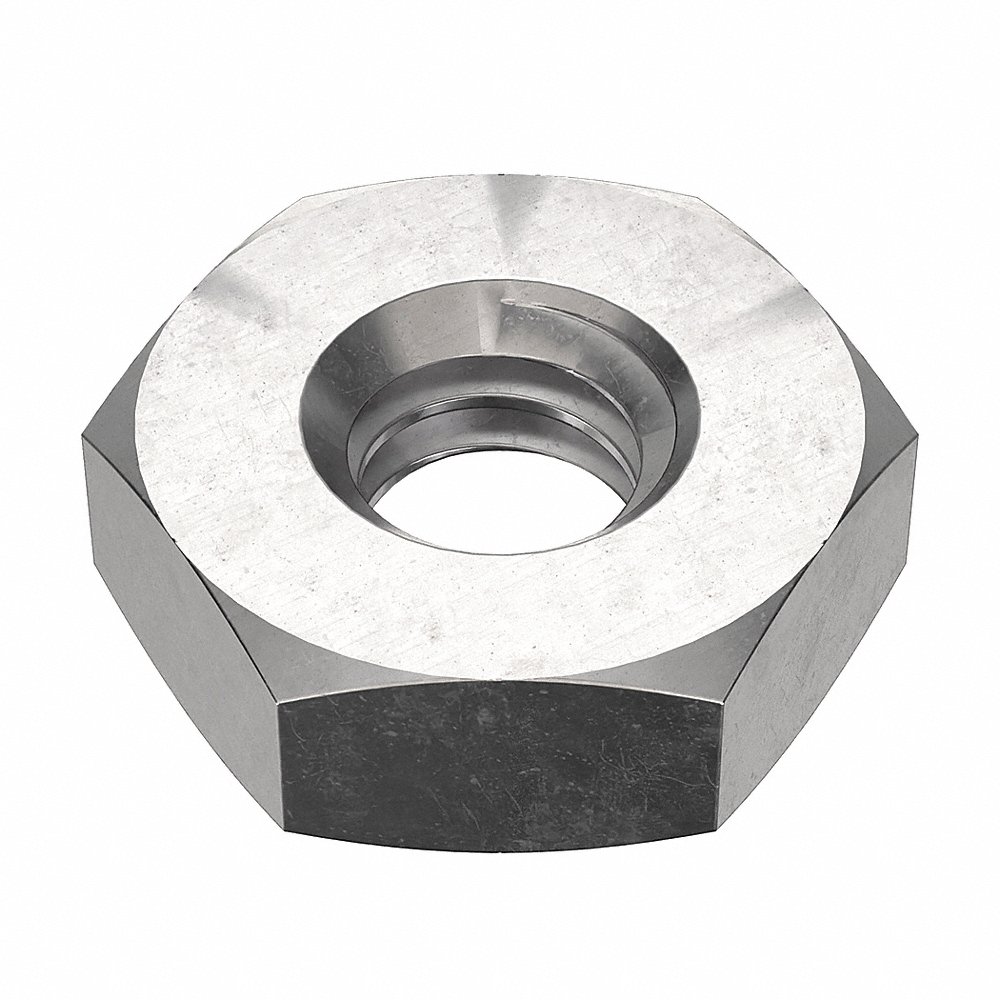 Jam Nut, 1/4 Inch-20 Thread, 1/2 Inch Hex Wd, 11/64 Inch Hex Ht, Stainless Steel