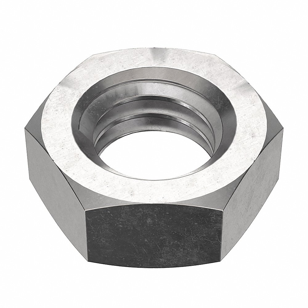 Jam Nut, 3/8 Inch-16 Thread, 15/64 Inch Hex Ht, Stainless Steel, 18-8, Plain