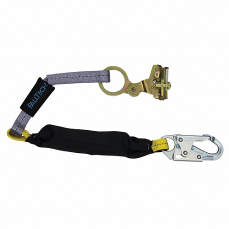 Shock-Absorbing Lanyard, 310 Lb Capacity, Steel, Black/Blue, Osha 1910.66/Osha 1926.502