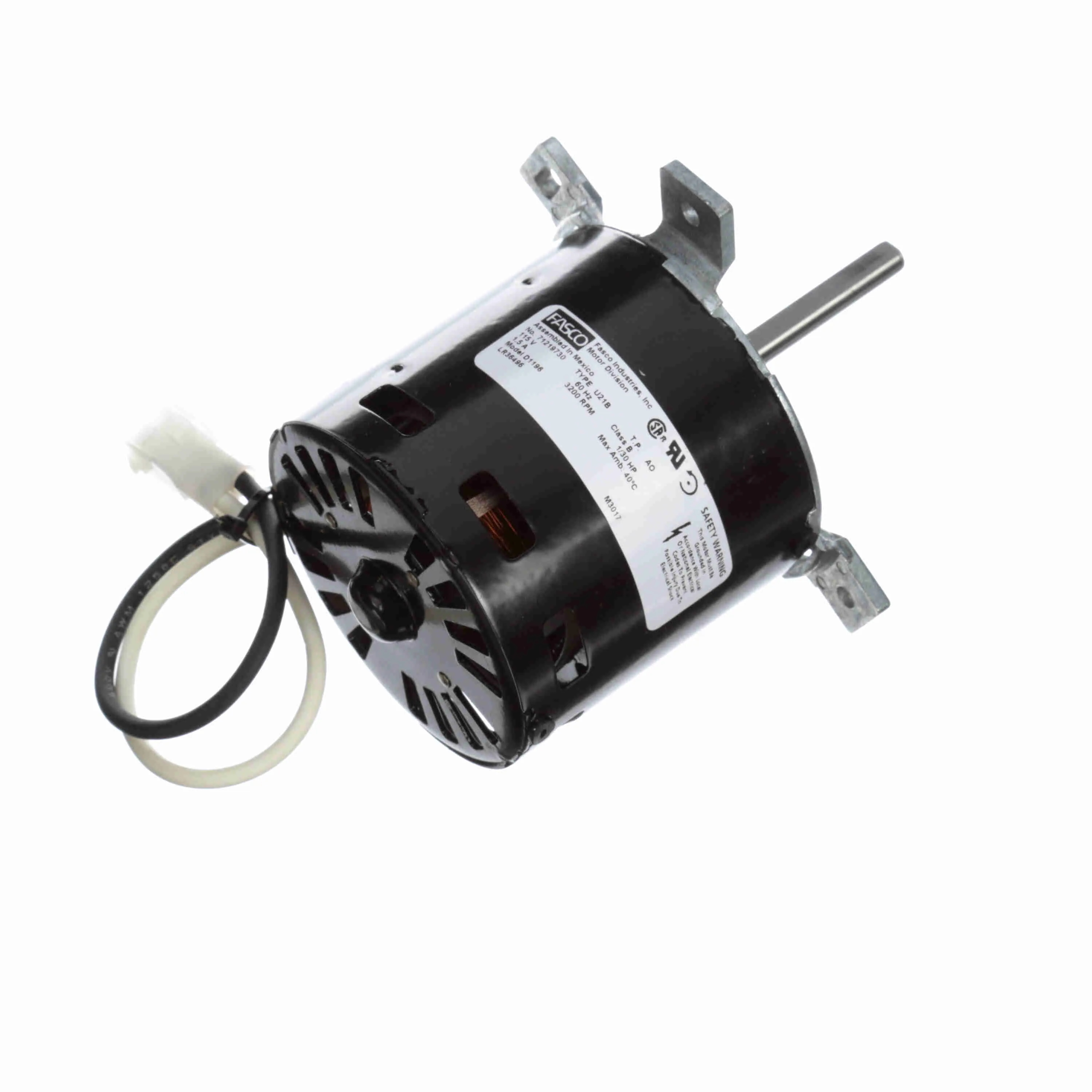 Draft Inducer Motor, 1/30 HP, 1 Phase, 60 Hz, 115 V, 3200 rpm, 1 Speed, 3.3 Inch Dia
