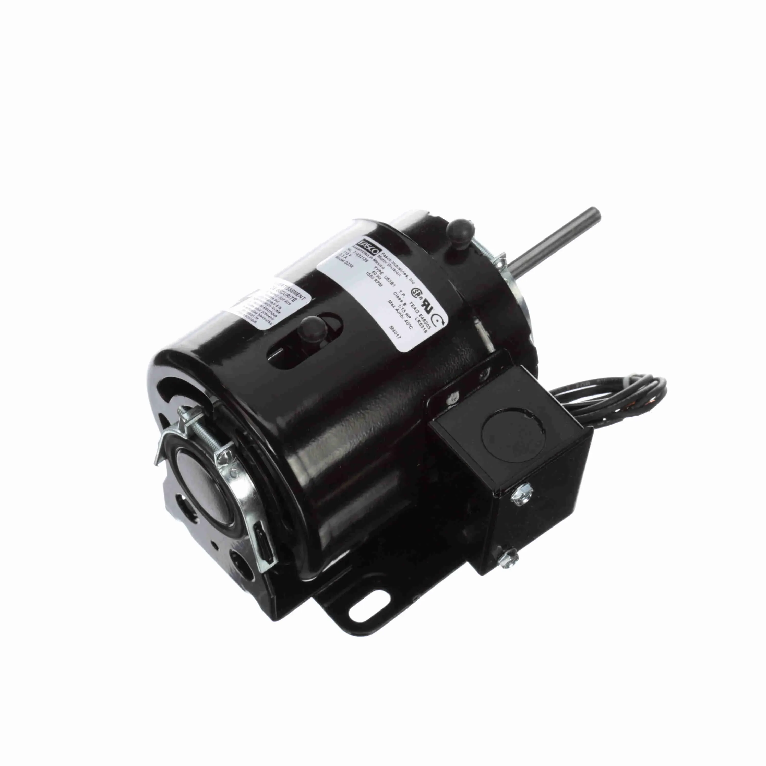 Fan And Blower Motor, 1/15 HP, 1 Phase, 60 Hz, 115 V, 1550 rpm, 1 Speed, 3.3 Inch Dia
