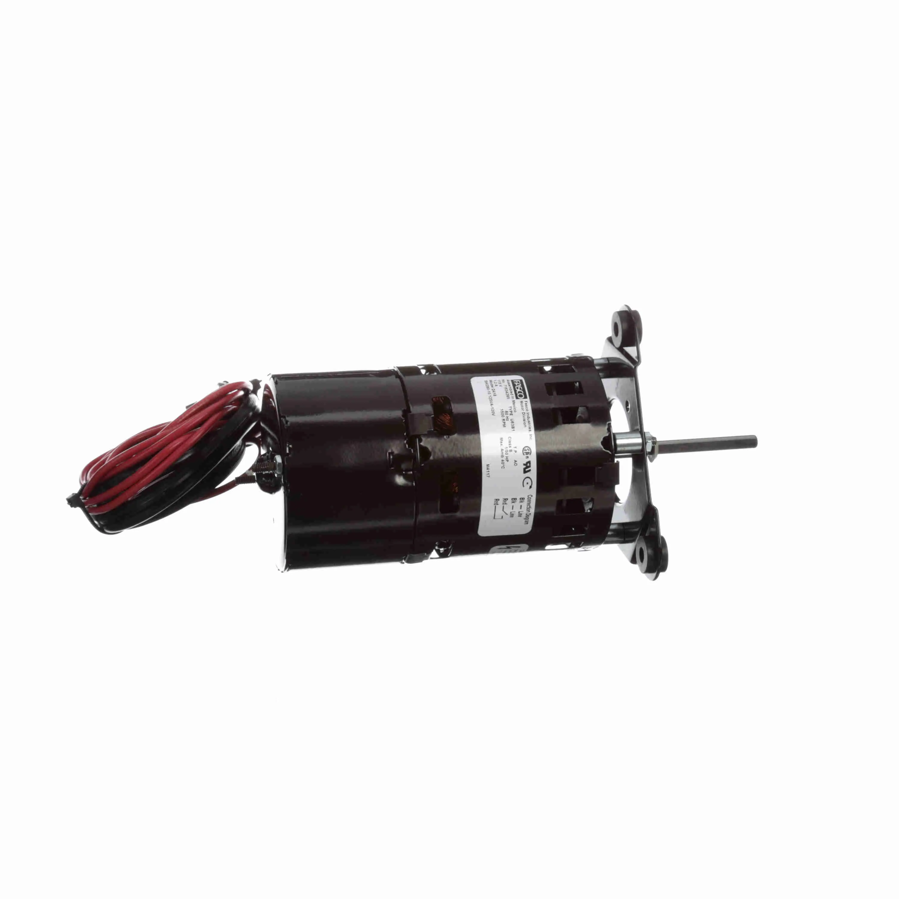 Draft Inducer Motor, 1/50 HP, 1 Phase, 60 Hz, 115 V, 1500 rpm, 1 Speed, 3.3 Inch Dia