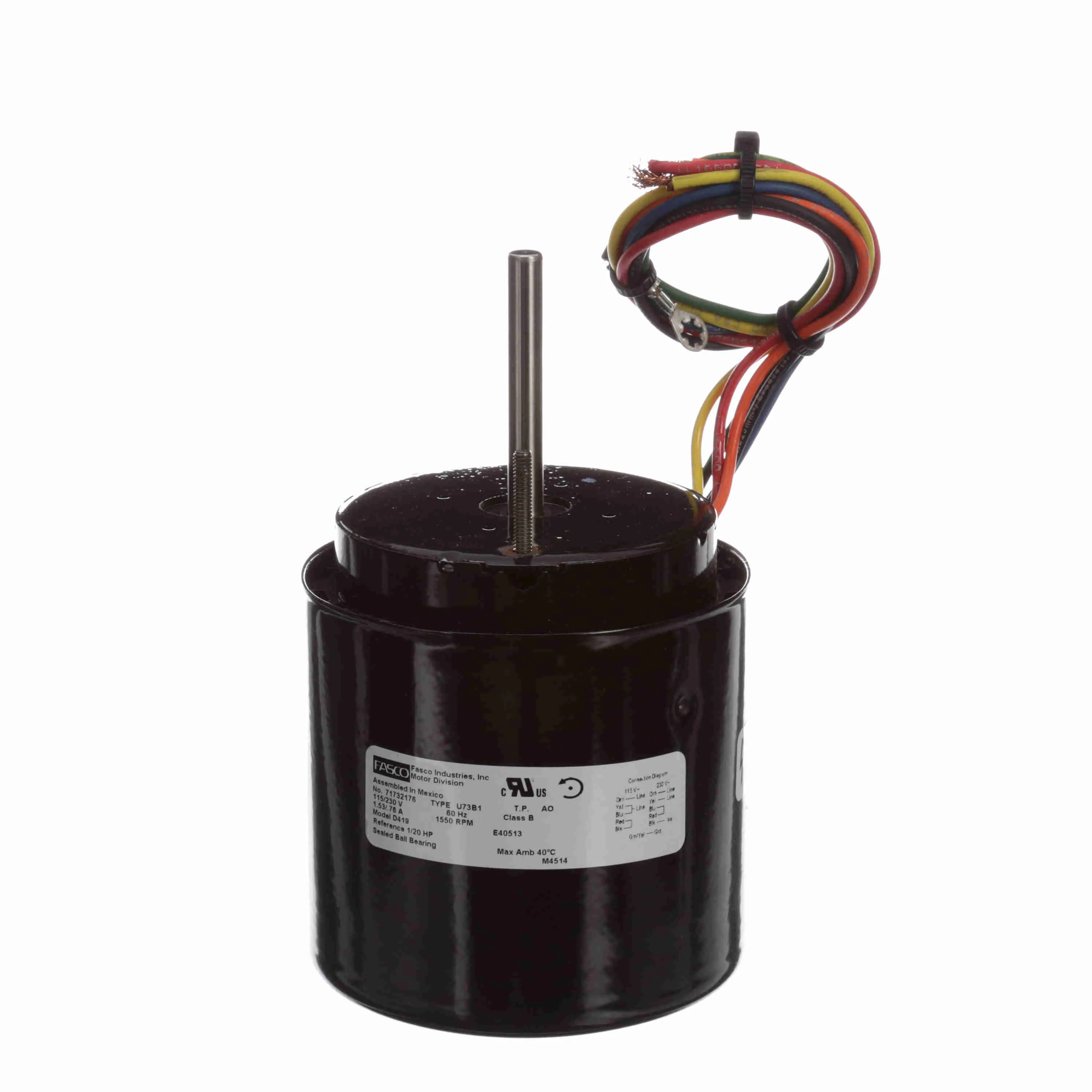 Ventilation Motor, 1/20 HP, 1 Phase, 60 Hz, 115/230 V, 1550 rpm, 1 Speed, 3.3 Inch Dia