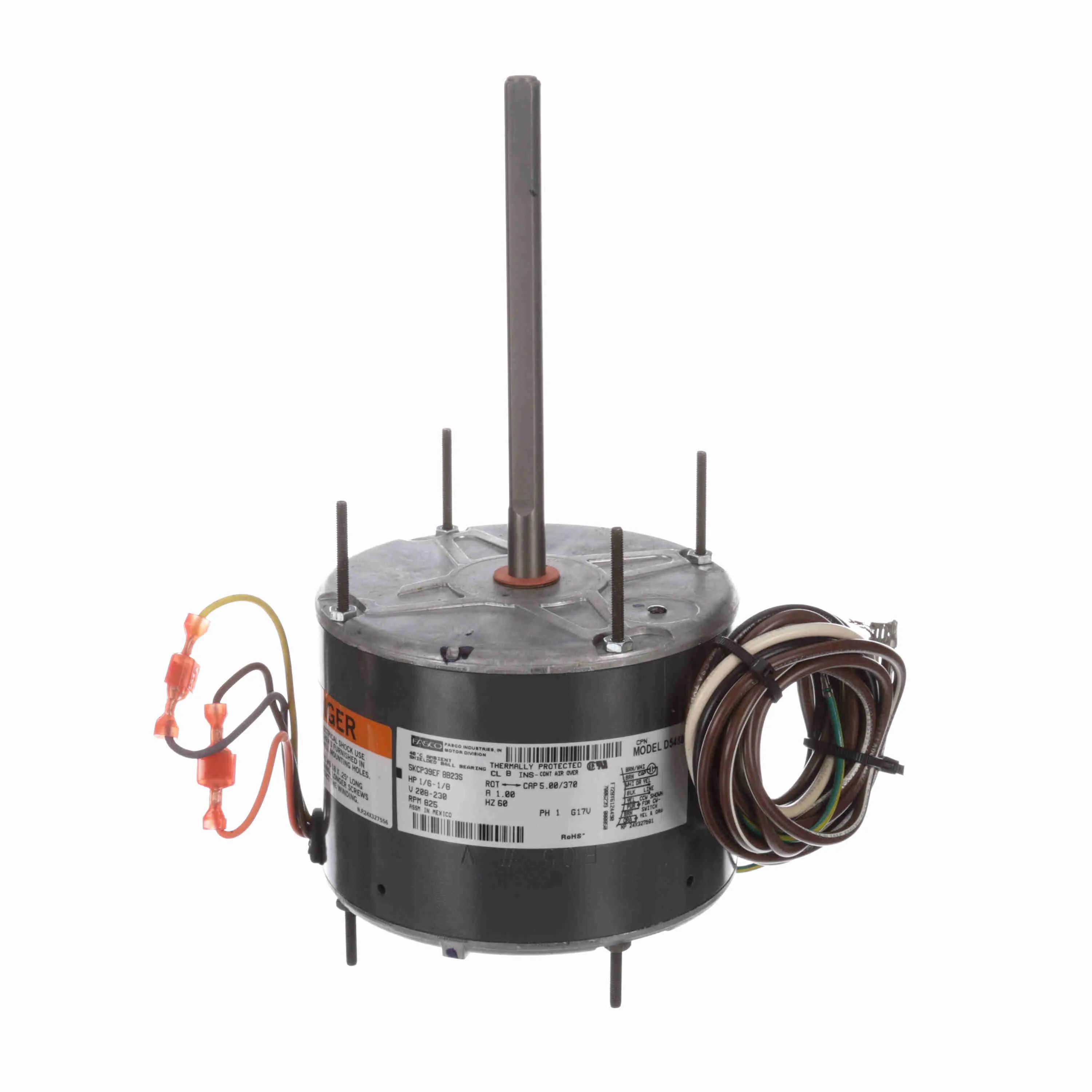 Condenser Fan Motor, 1/6-1/8 HP, 1 Phase, 60 Hz, 208-230 V, 825 rpm, 1 Speed, 48 Frame