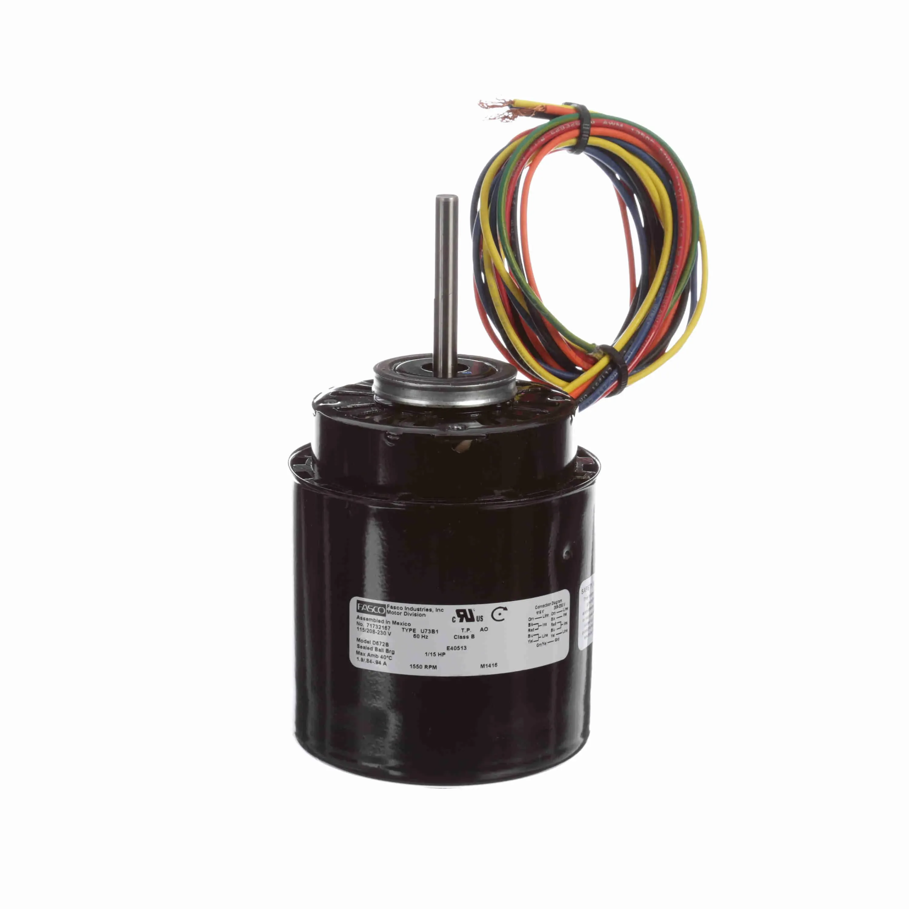 Refrigeration Motor, 1/15 HP, 60 Hz, 115/208-230 V, 1550 rpm, 1 Speed, 3.3 Inch Dia