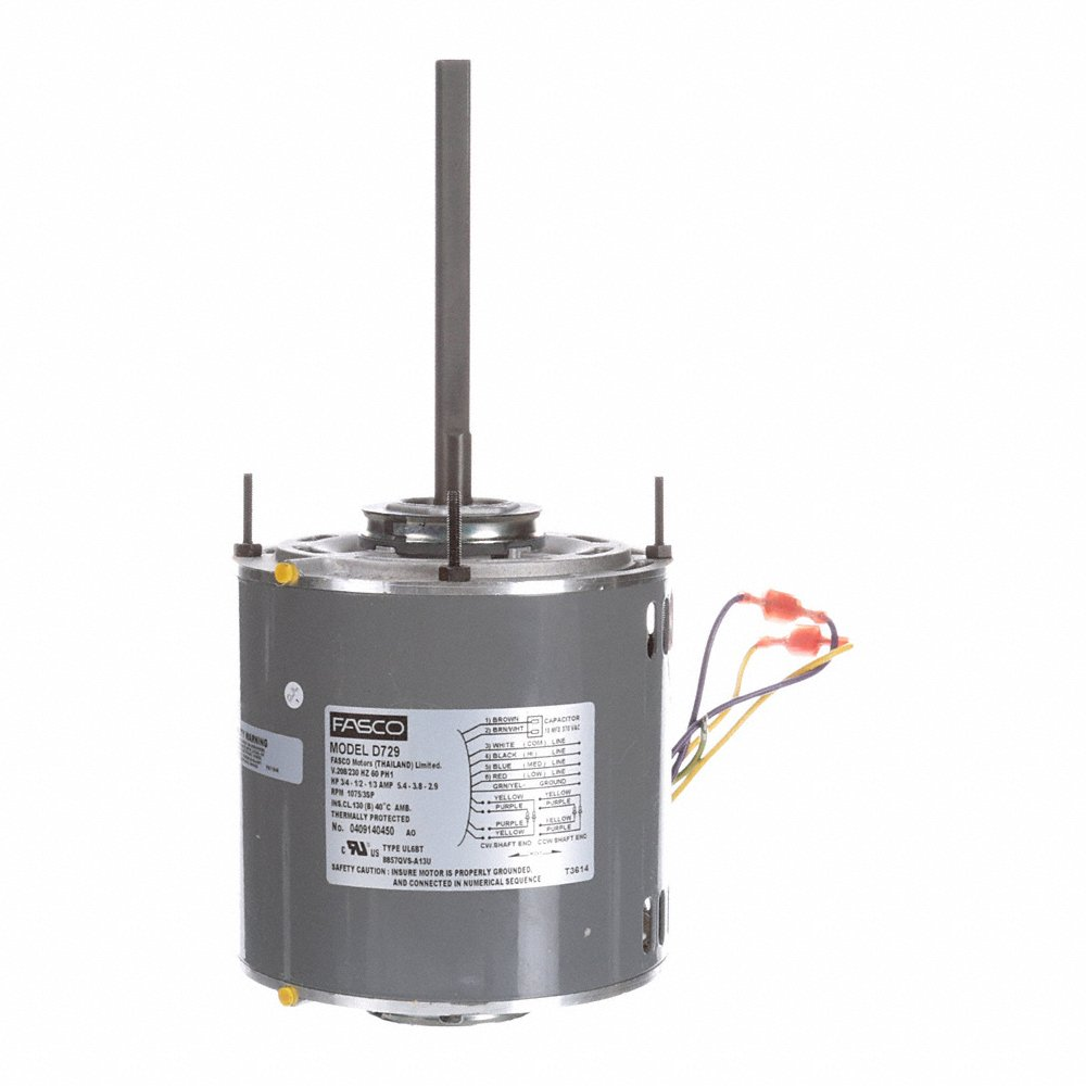 Fan and Blower Motor, 3/4-1/2-1/3 HP, 1 Phase, 60 Hz, 208-230 V, 1075 RPM, 48 Frame