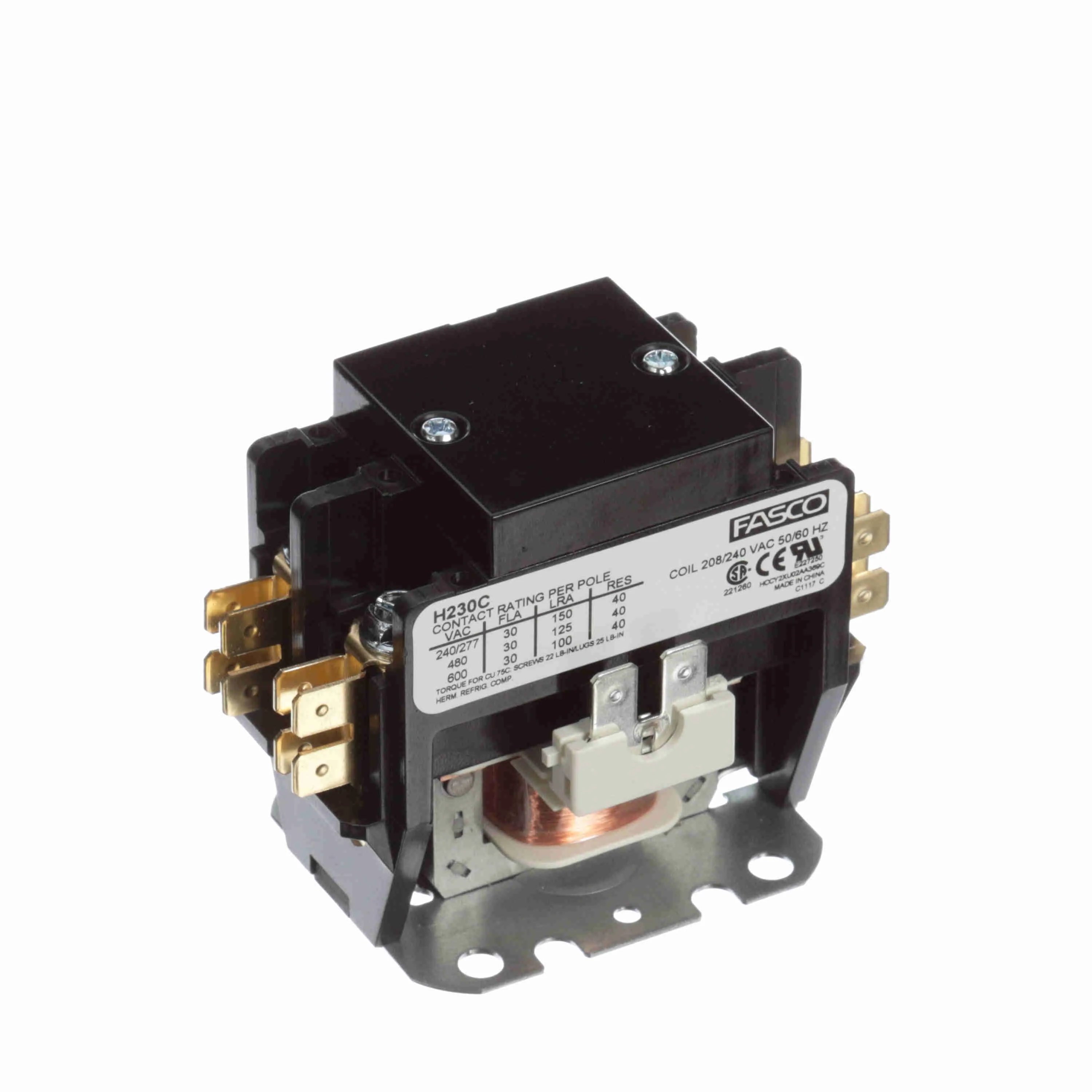 Contactor, 2 Pole, 30 A, 208/240 V