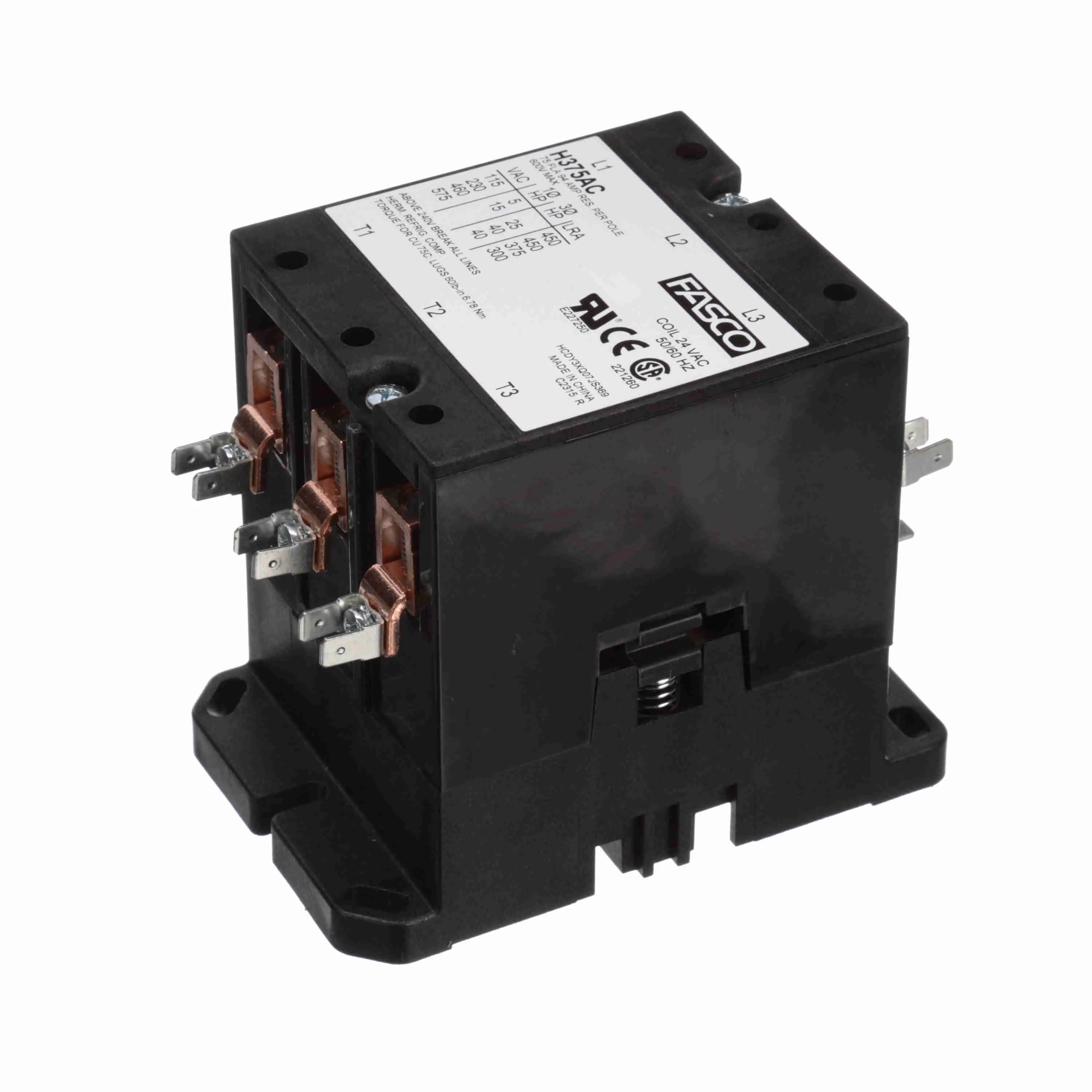 Contactor, 3 Pole, 75 A, 24 V